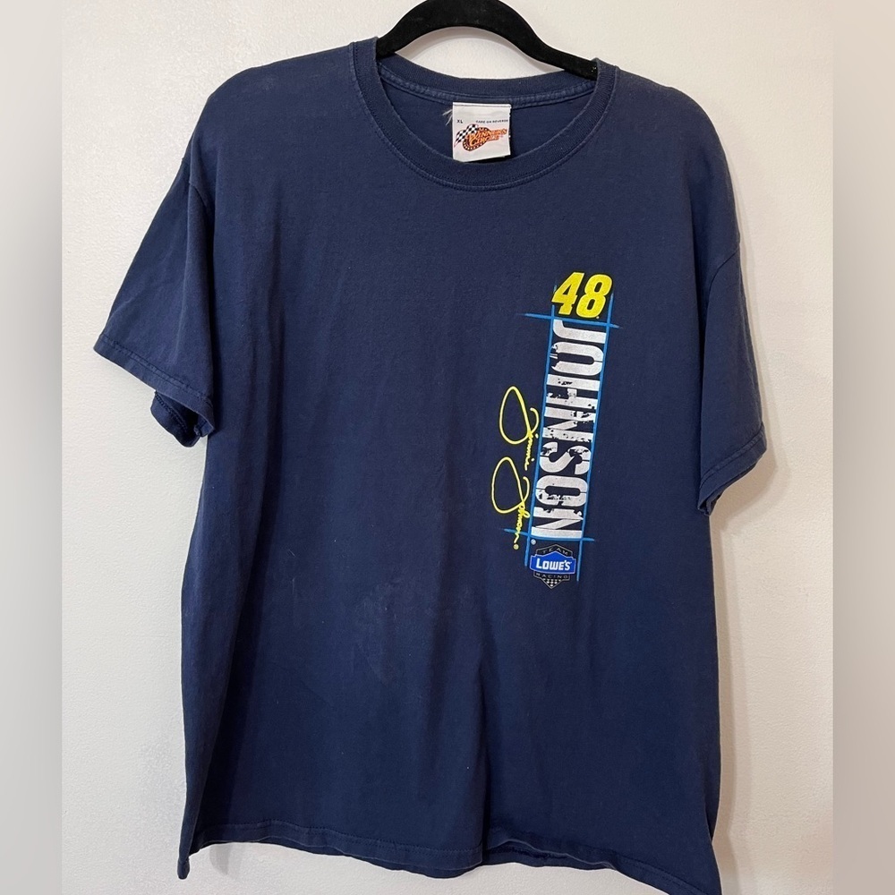 Vintage Mens L NASCAR Jimmie Johnson Double Sided T Shirt Lowe's #48 X-Large‎
